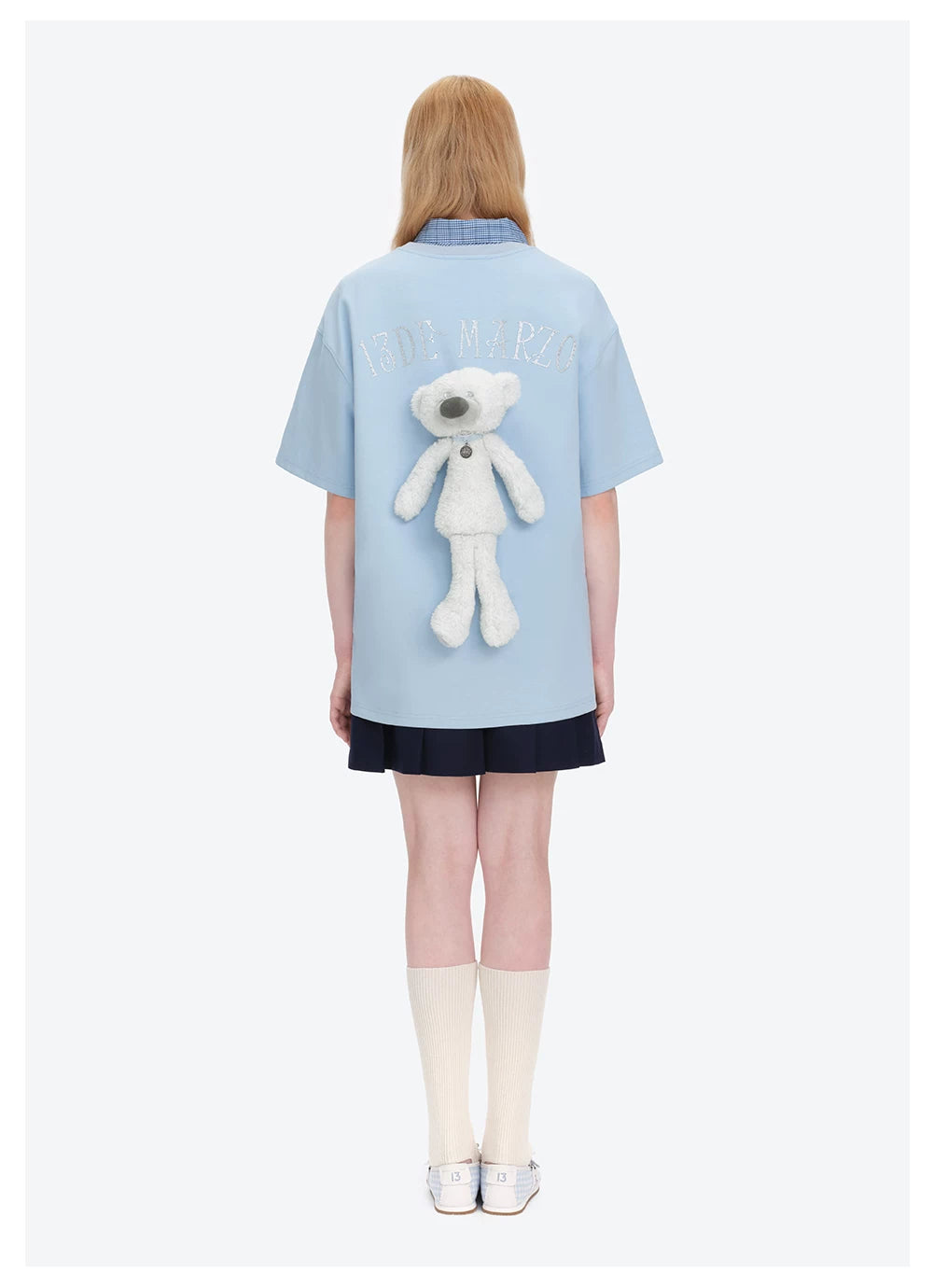 Unisex Silver Bear Print Loose T-shirt