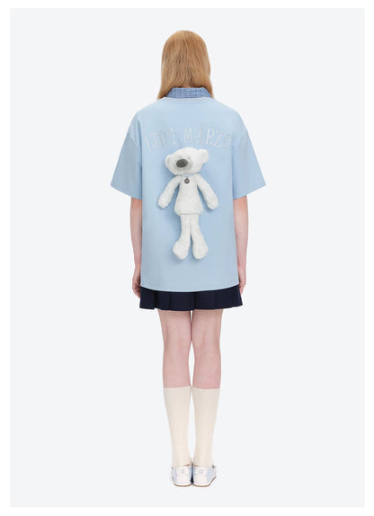 Unisex Silver Bear Print Loose T-shirt