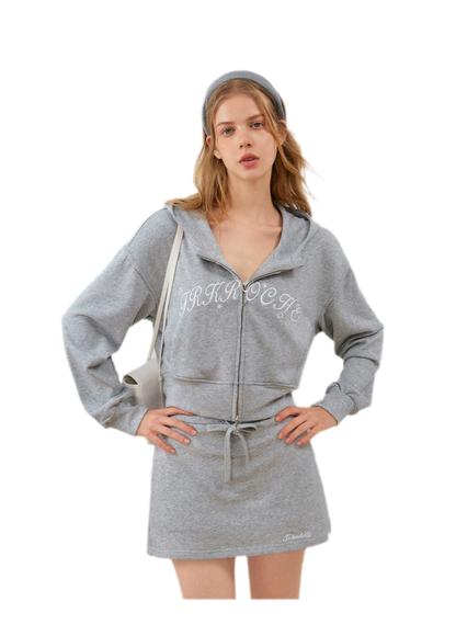 Cropped hoodie-set met contrasterend borduursel
