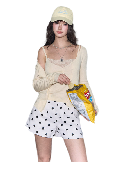 Lace Trim Knitwear Set