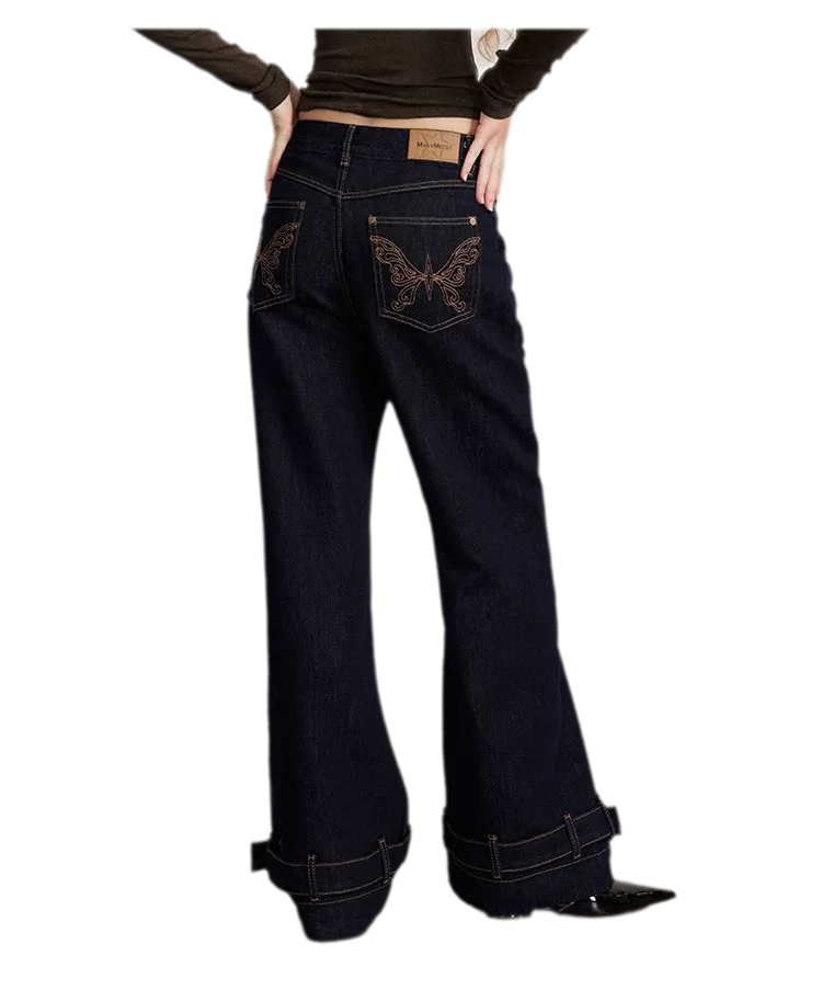 Jean vintage délavé à jambes larges