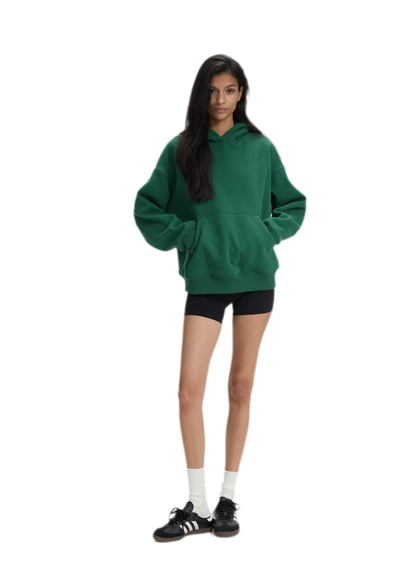 Brushed Hooded Cropped Sweatshirt