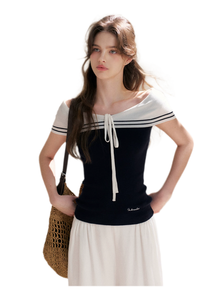 V-Neck Tie Knit Top