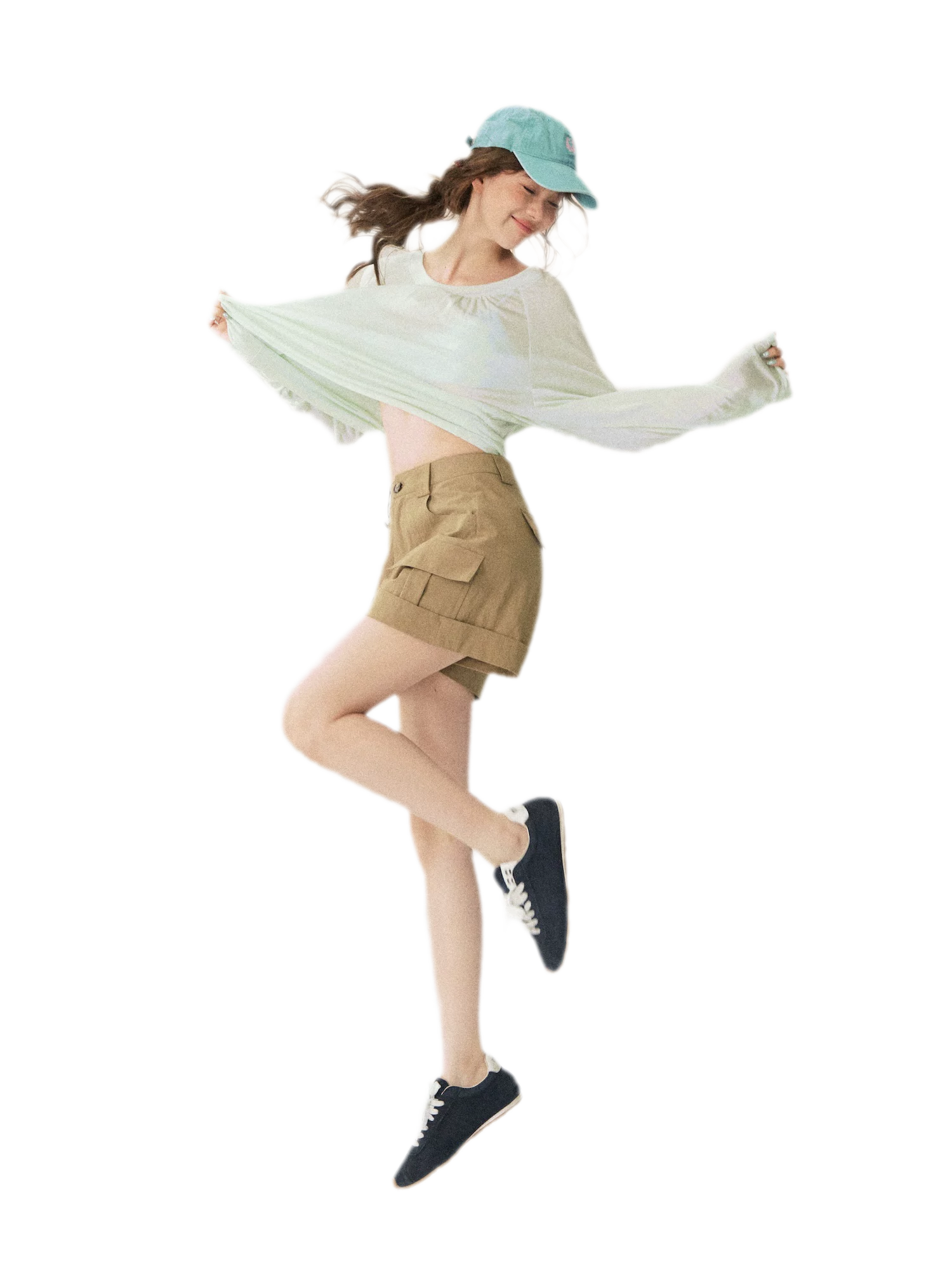 V-Neck Ruched Long Tee