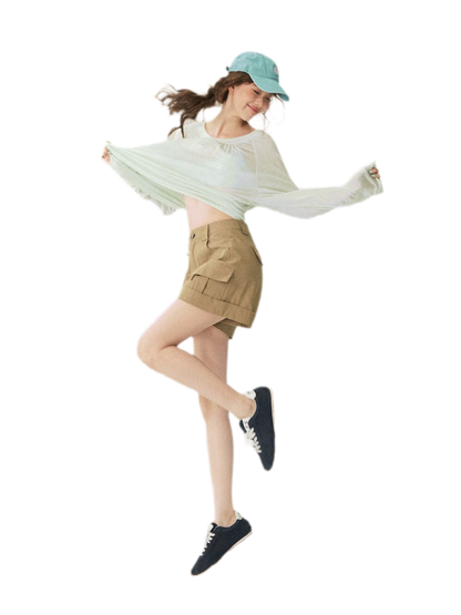 V-Neck Ruched Long Tee