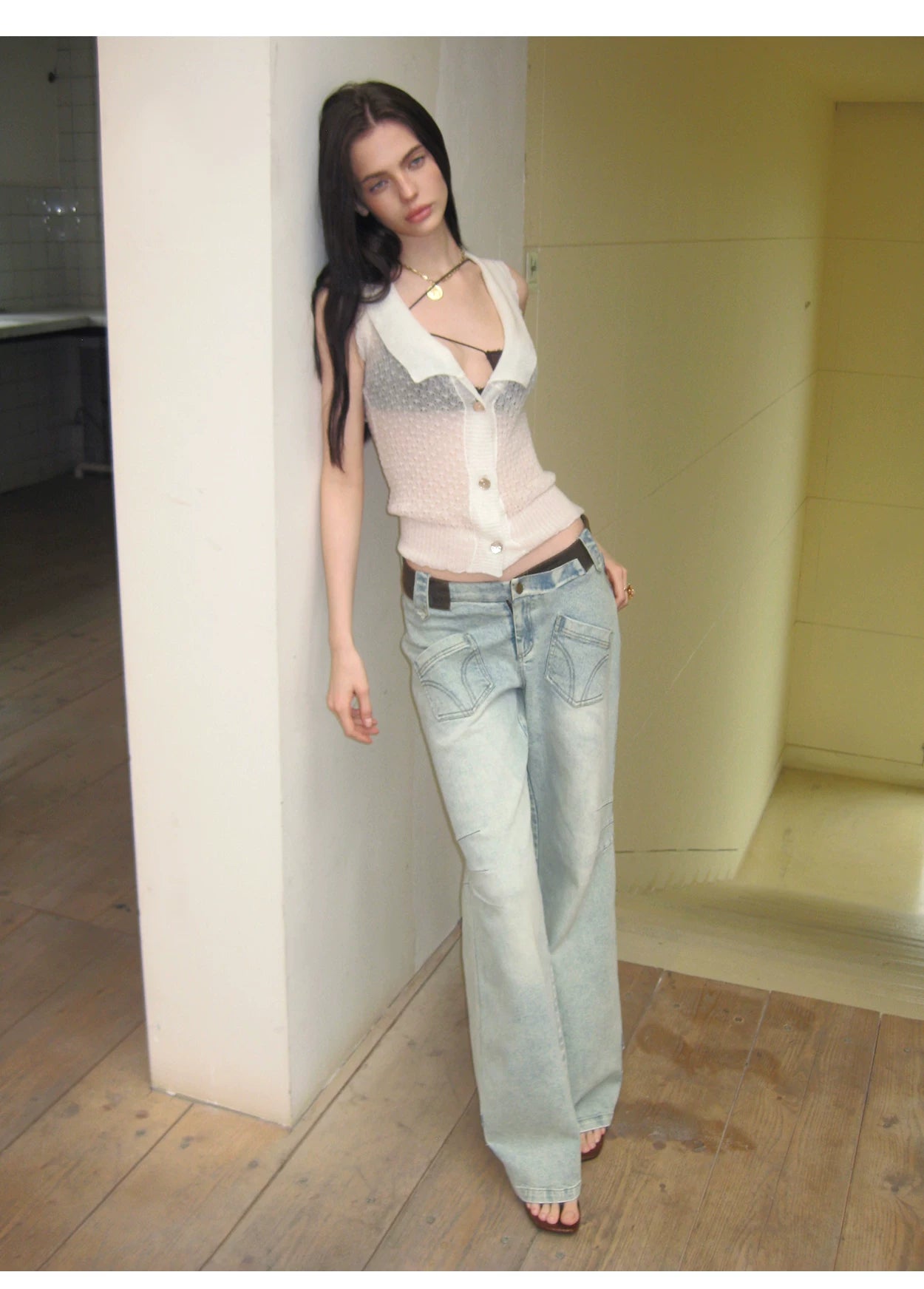 Summer Alpaca Wool Sleeveless Knit Cardigan