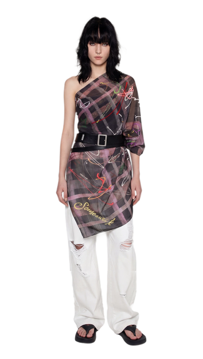 Plaid Graffiti Square Scarf