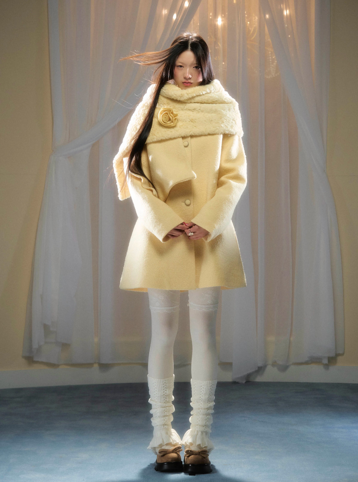 Rose Wool A-Line Coat
