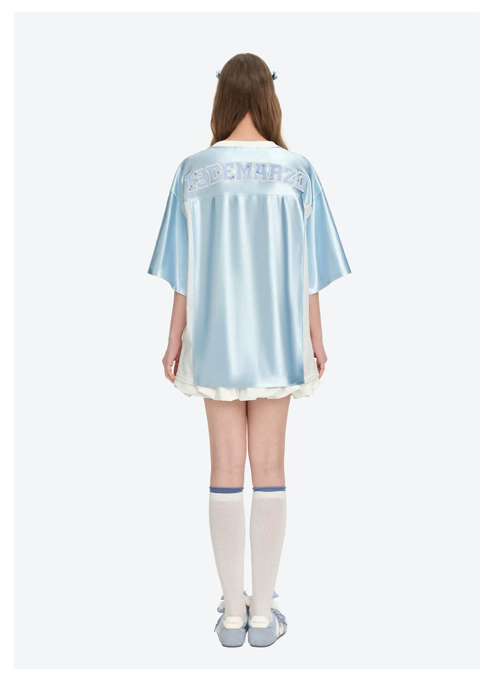 Satin V-Neck Short Sleeve T-Shirt