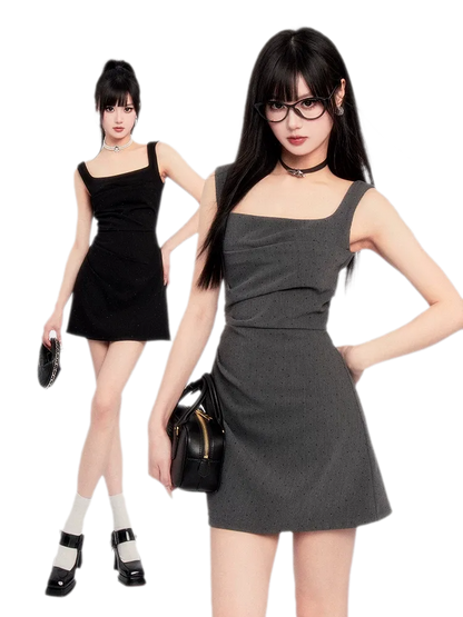 Structured Sparkle Asymmetric Mini Dress
