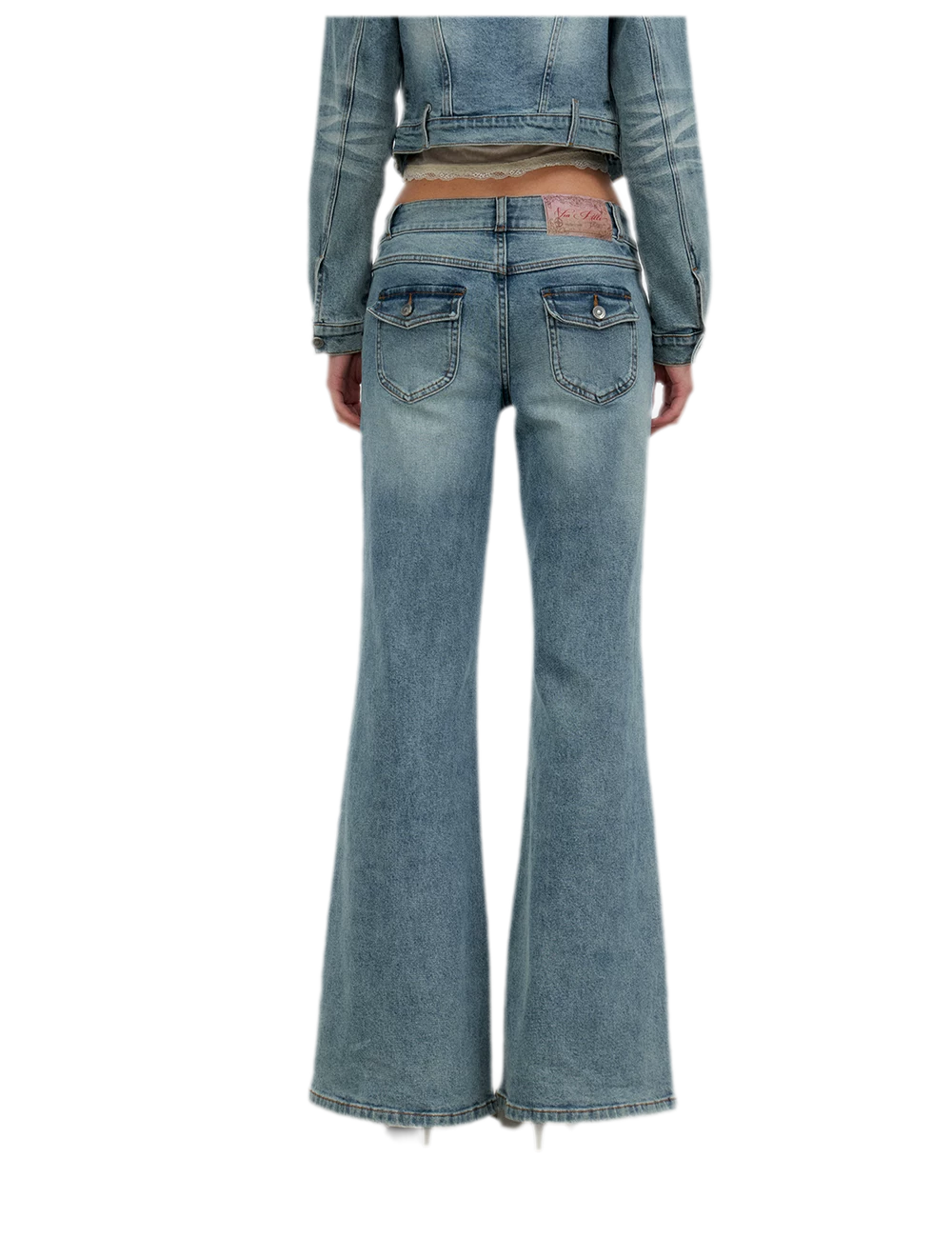 Washed Cat-Whisker Flare Jeans
