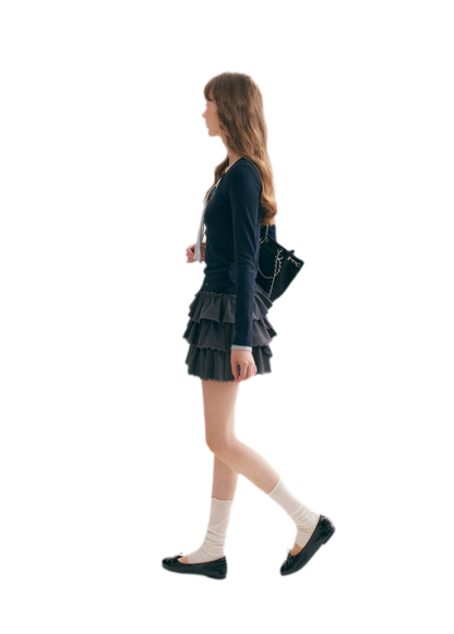 Layered Ruffle A-Line Skirt