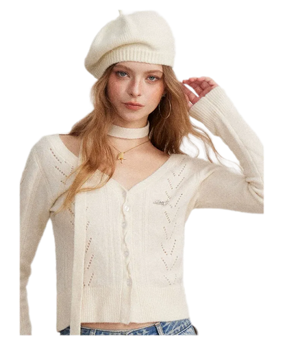 Openwork Reversible Knit Top