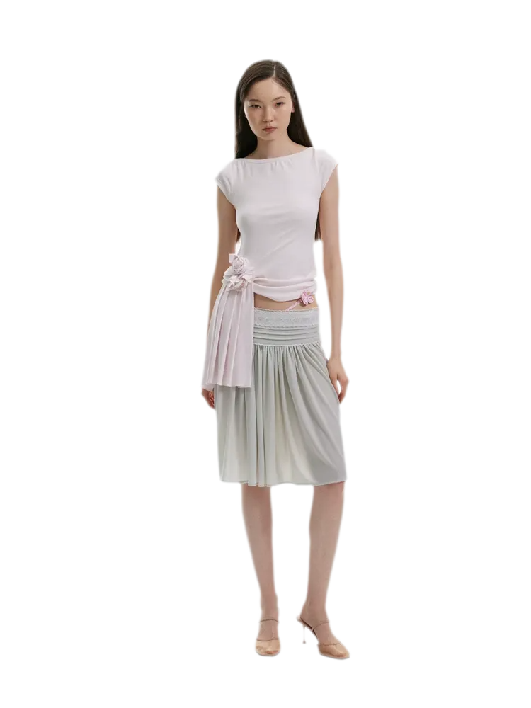 Chiffon Contrast A-Line Skirt