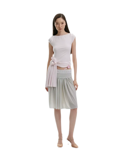 Chiffon Contrast A-Line Skirt