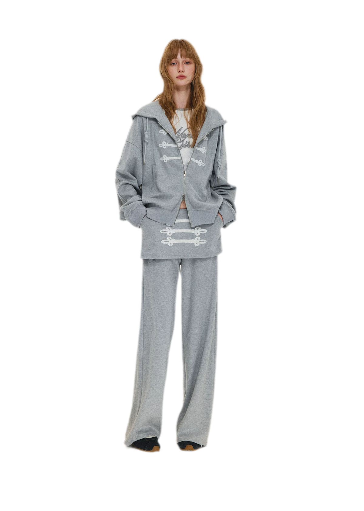 Texturierte Hoodie-Jacke mit Puff-Print