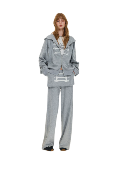 Texturierte Hoodie-Jacke mit Puff-Print
