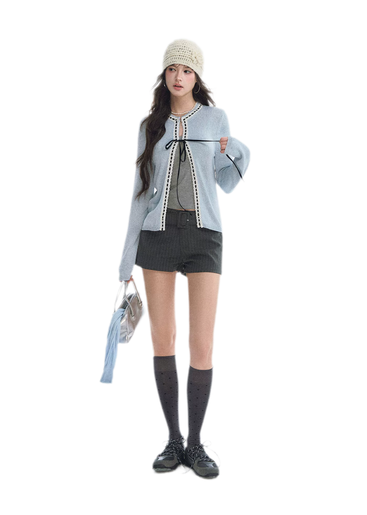 Fine Knit Contrast Trim Cardigan