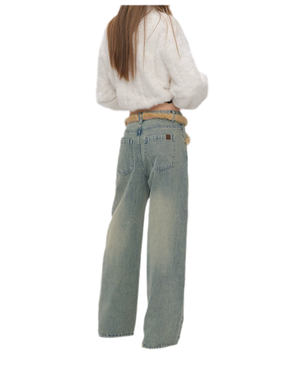 Vintage Washed Wide-Leg Jeans