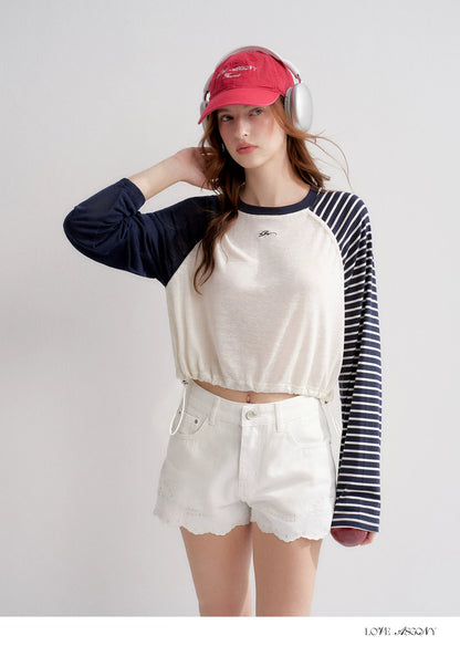 Lyocell Drawstring Raglan Sleeve Sun Protection Tee