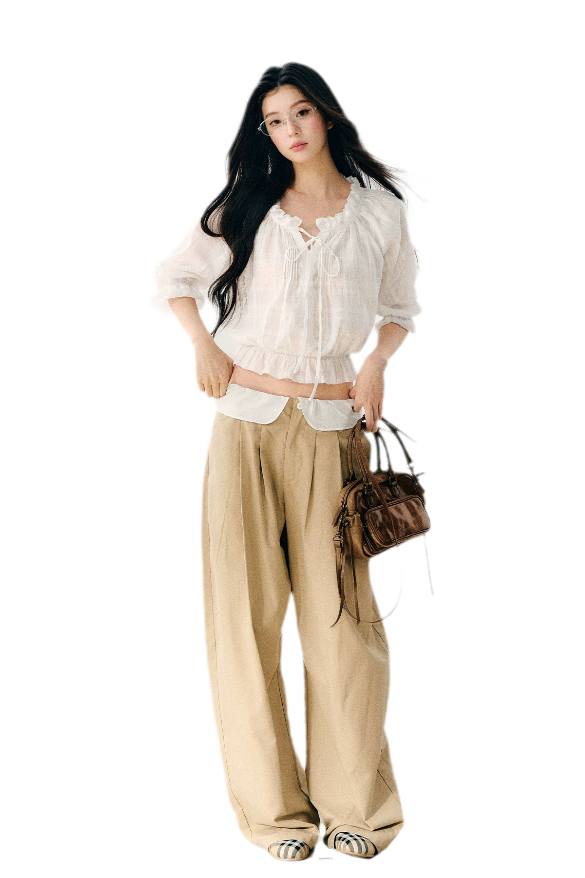 Sheer Ruffled Chiffon Blouse