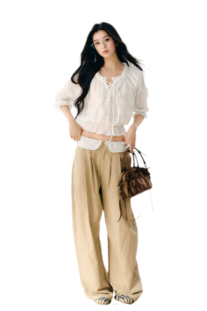Sheer Ruffled Chiffon Blouse