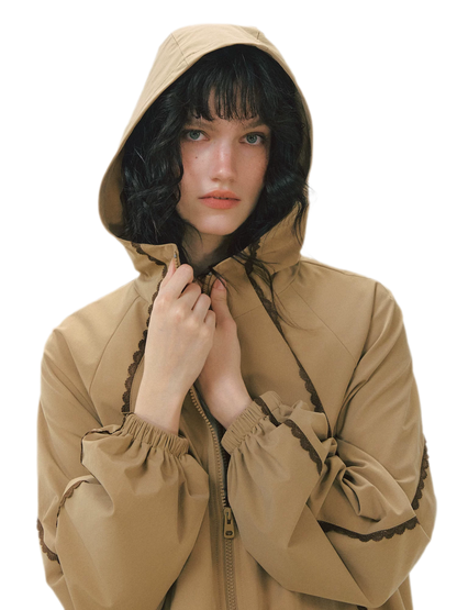 Lace Panel Hooded Jacket