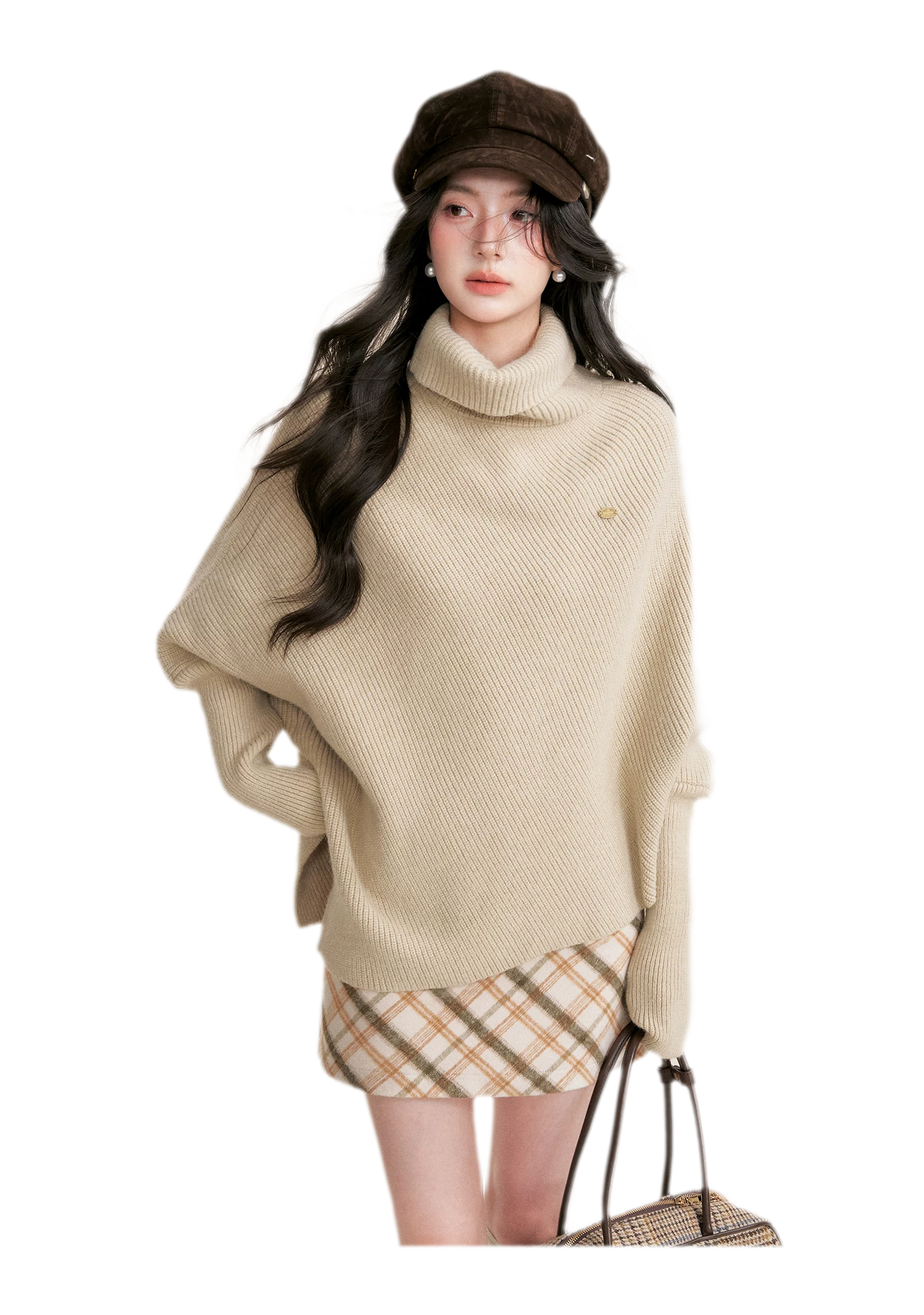 High Neck Poncho Sweater