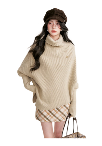 High Neck Poncho Sweater