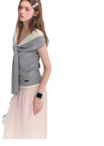Colorblock Off-Shoulder Tee