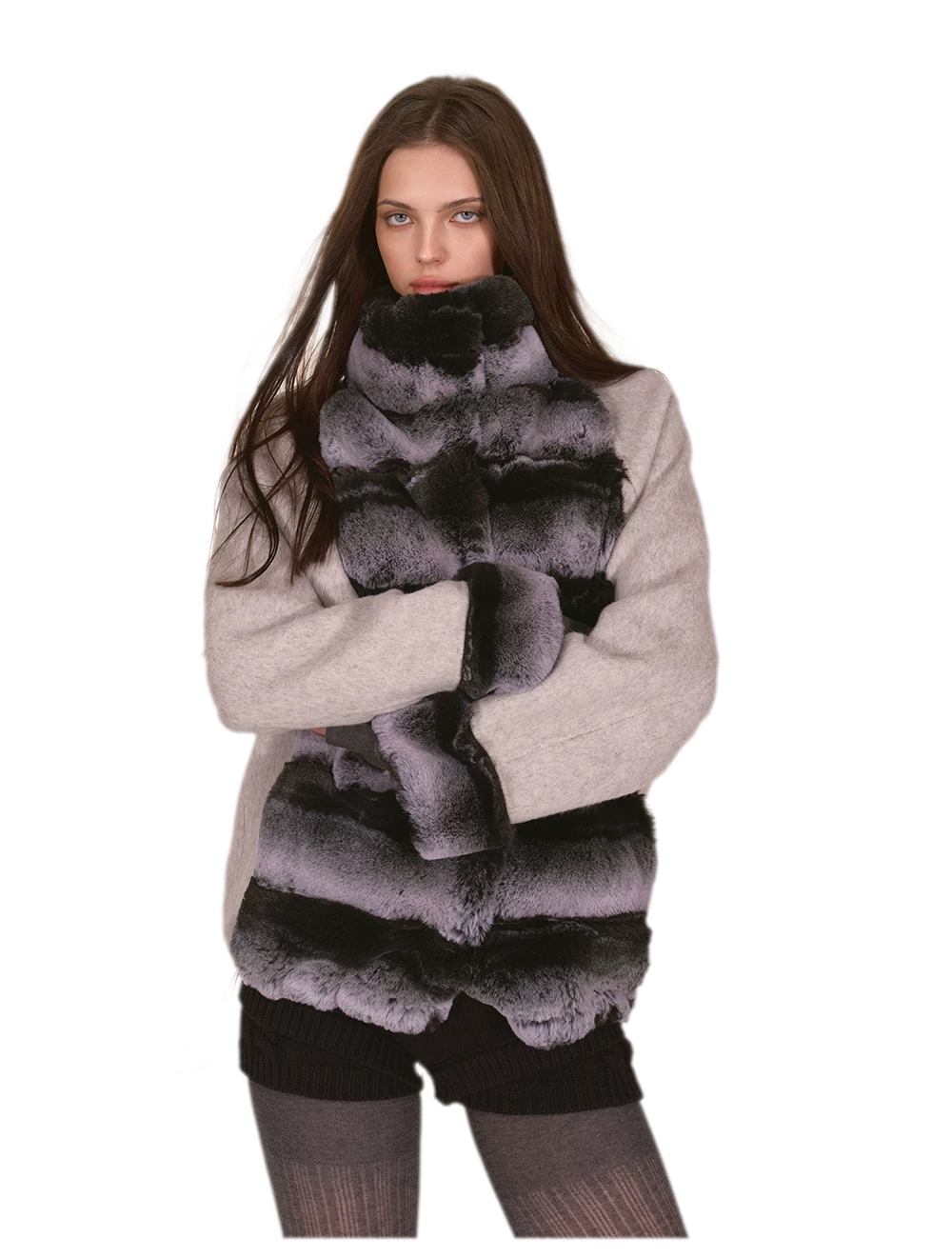 Gradient Faux-Fur Wool Coat