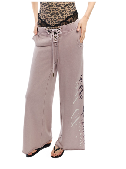 Vintage Letter Print Wide-Leg Pants