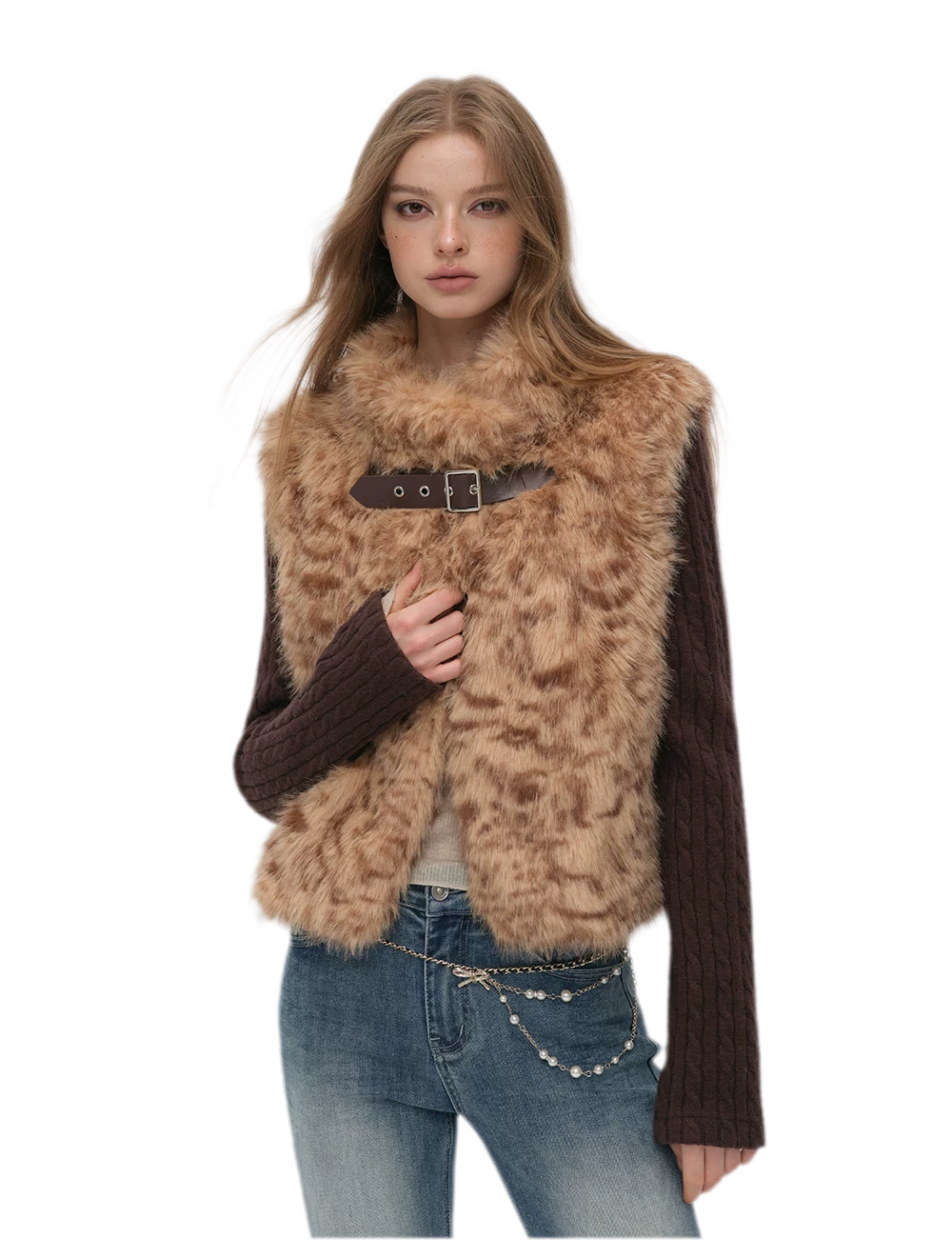 Detachable Sleeve Faux Fur Vest