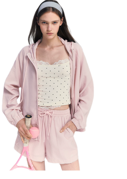 Lace Trim Drawstring Set