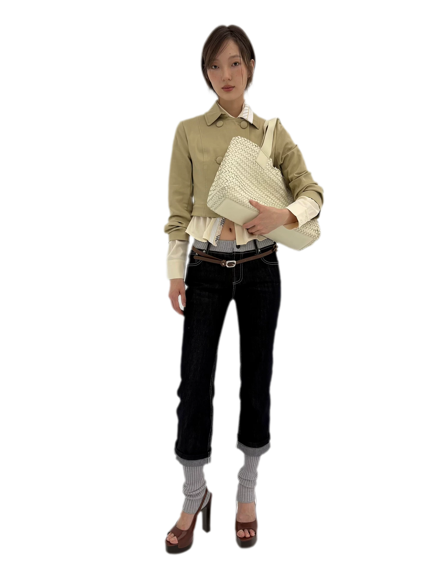 Washed Ribbed Panel Jeans