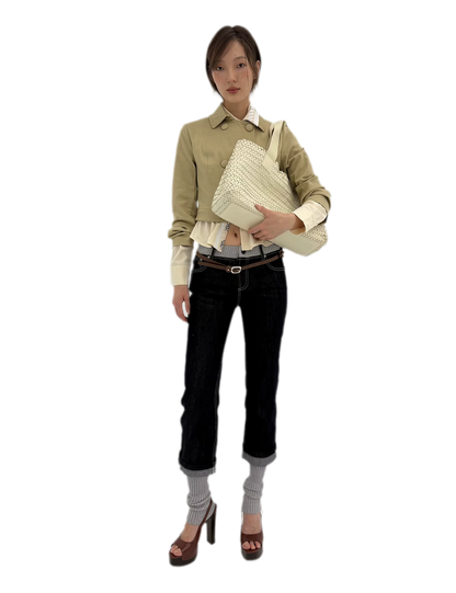 Washed Ribbed Panel Jeans