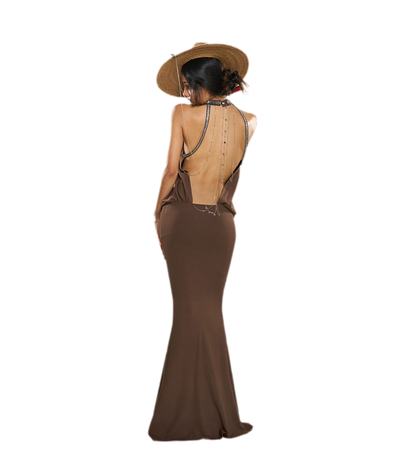 Maxikleid mit gedrehtem Neckholder und offenem Rücken