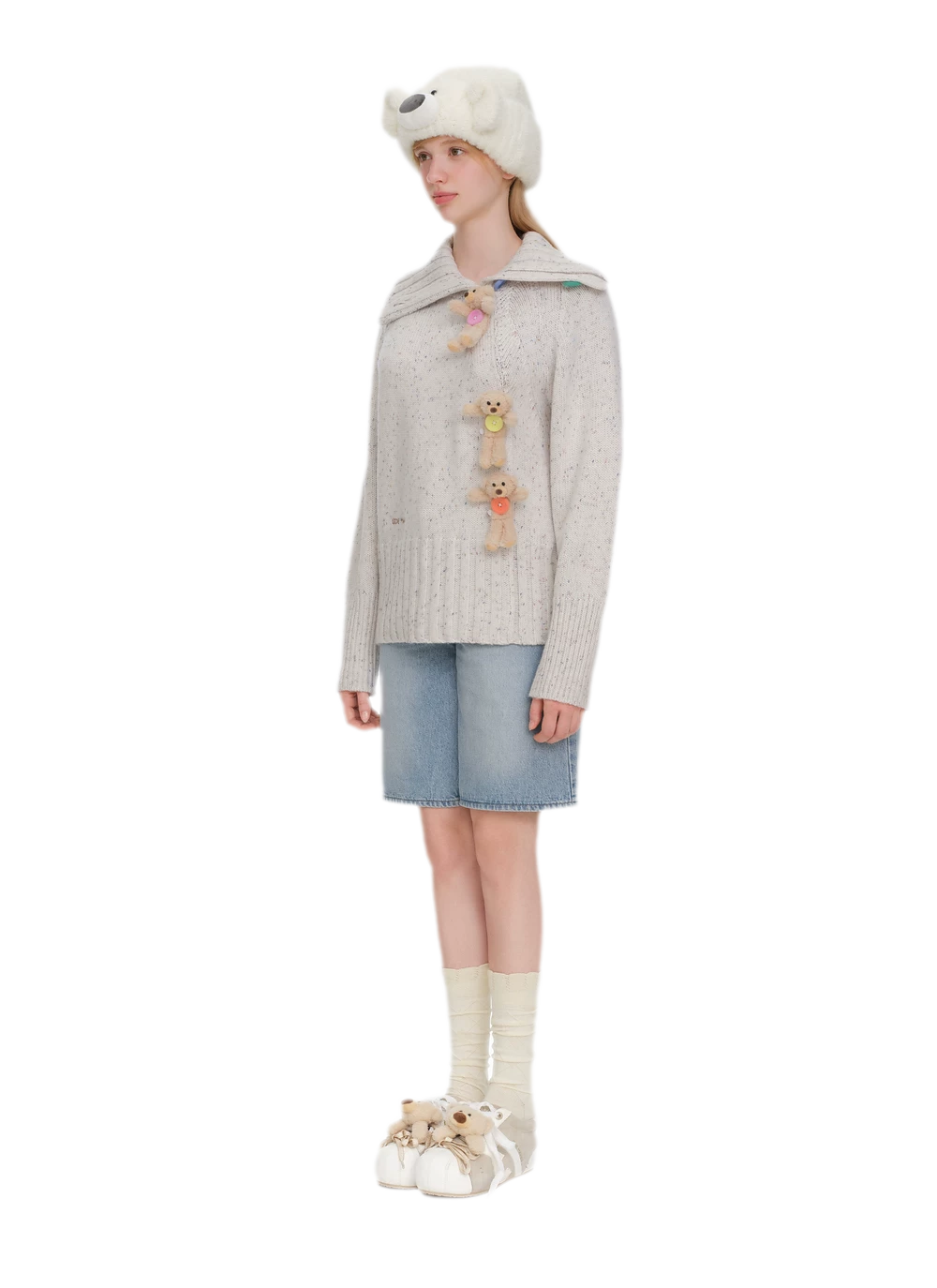Flauschige Bären-Strickmütze