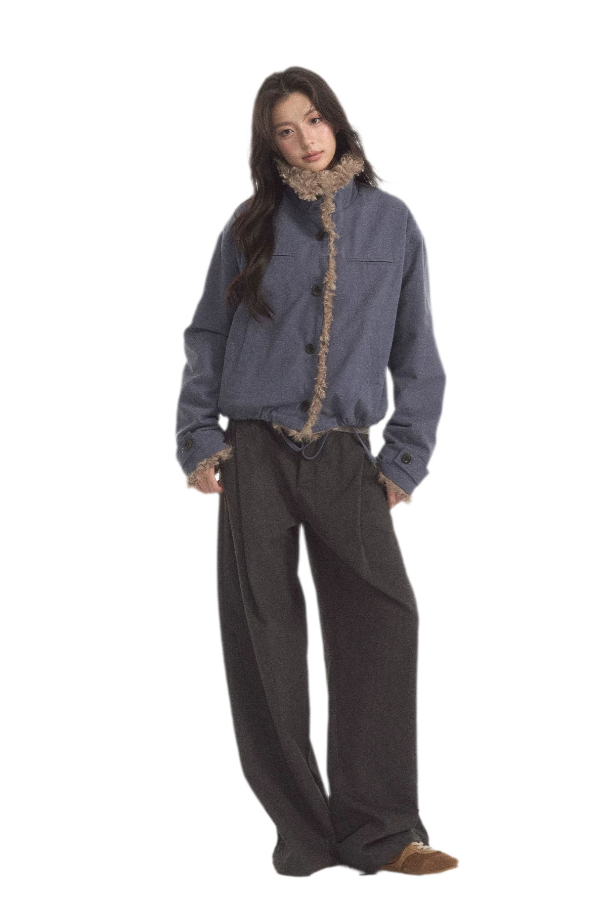 Faux Lamb-Wool Patchwork Jacket