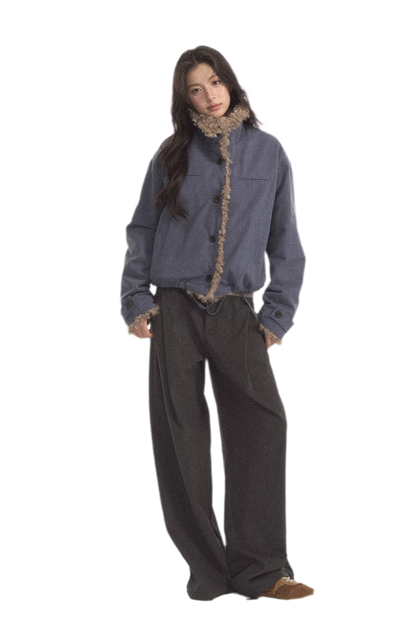 Faux Lamb-Wool Patchwork Jacket