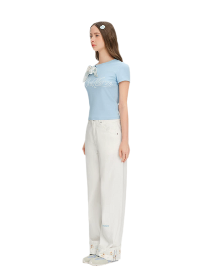 Floral Crossover Short T-shirt