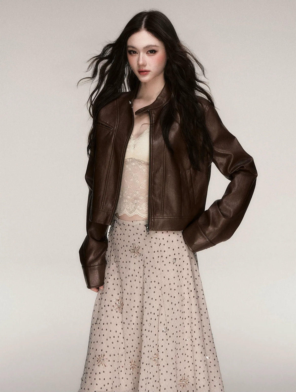 Vintage Cropped Motorcycle Jacket