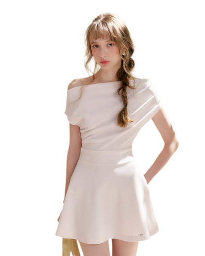 Romantic French Off-Shoulder Short Dress