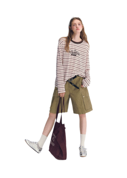 Stripe Rhinestone Long Sleeve