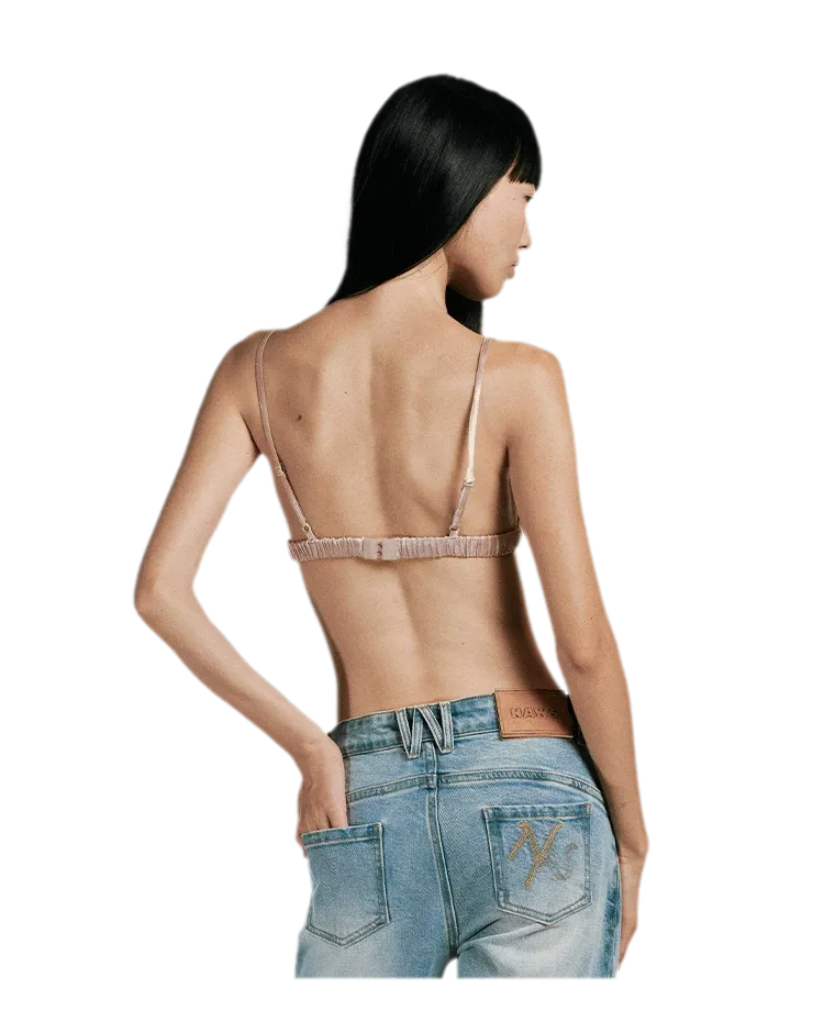 Crinkled Acetate Triangle Bra