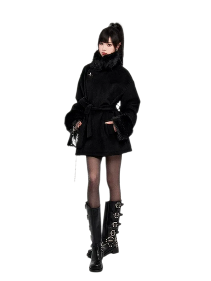 Faux Fur Short Wrap Coat