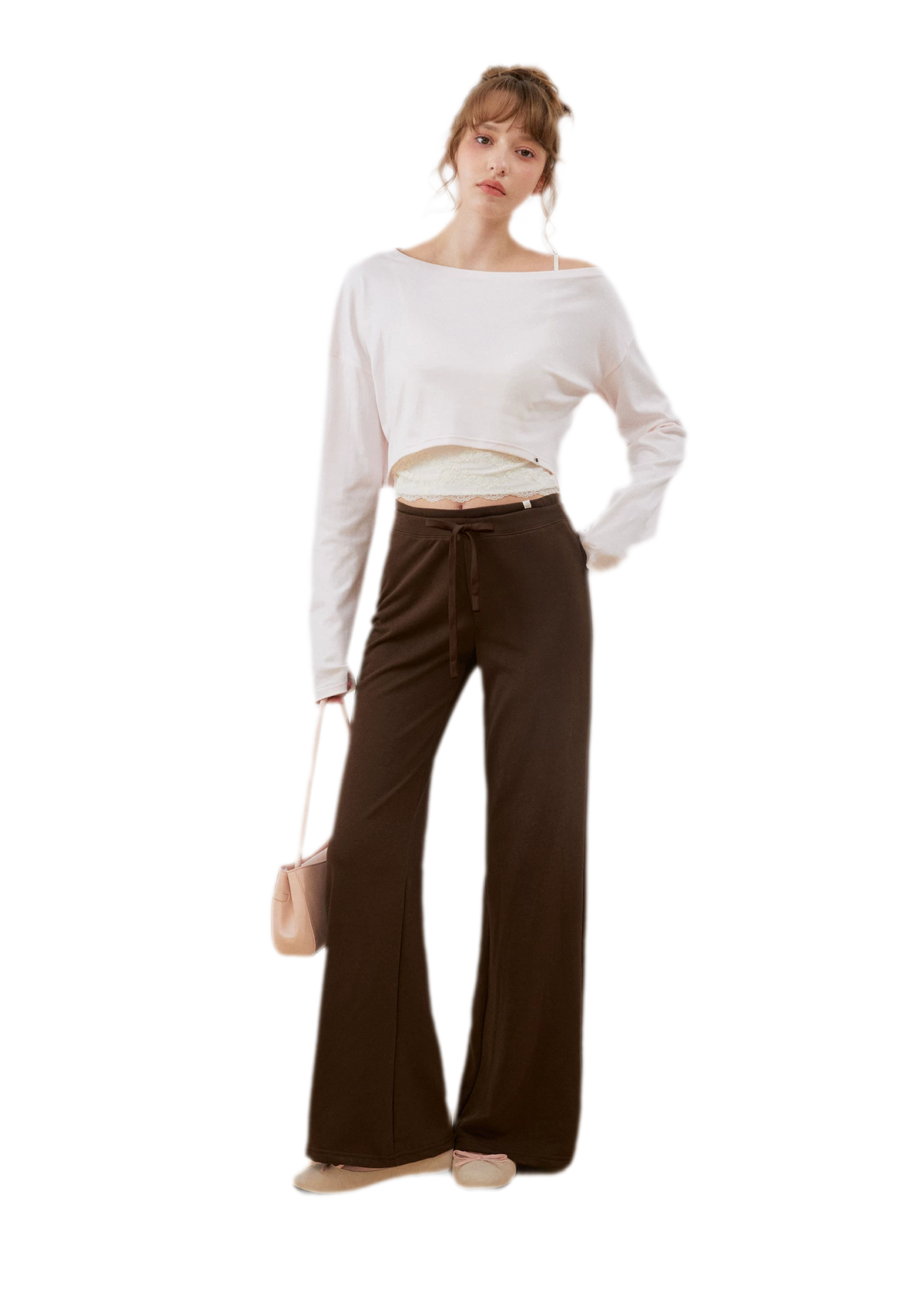 Strukturierte Sweatpants mit Kordelzug und weitem Bein