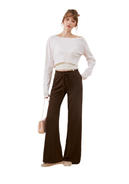 Strukturierte Sweatpants mit Kordelzug und weitem Bein