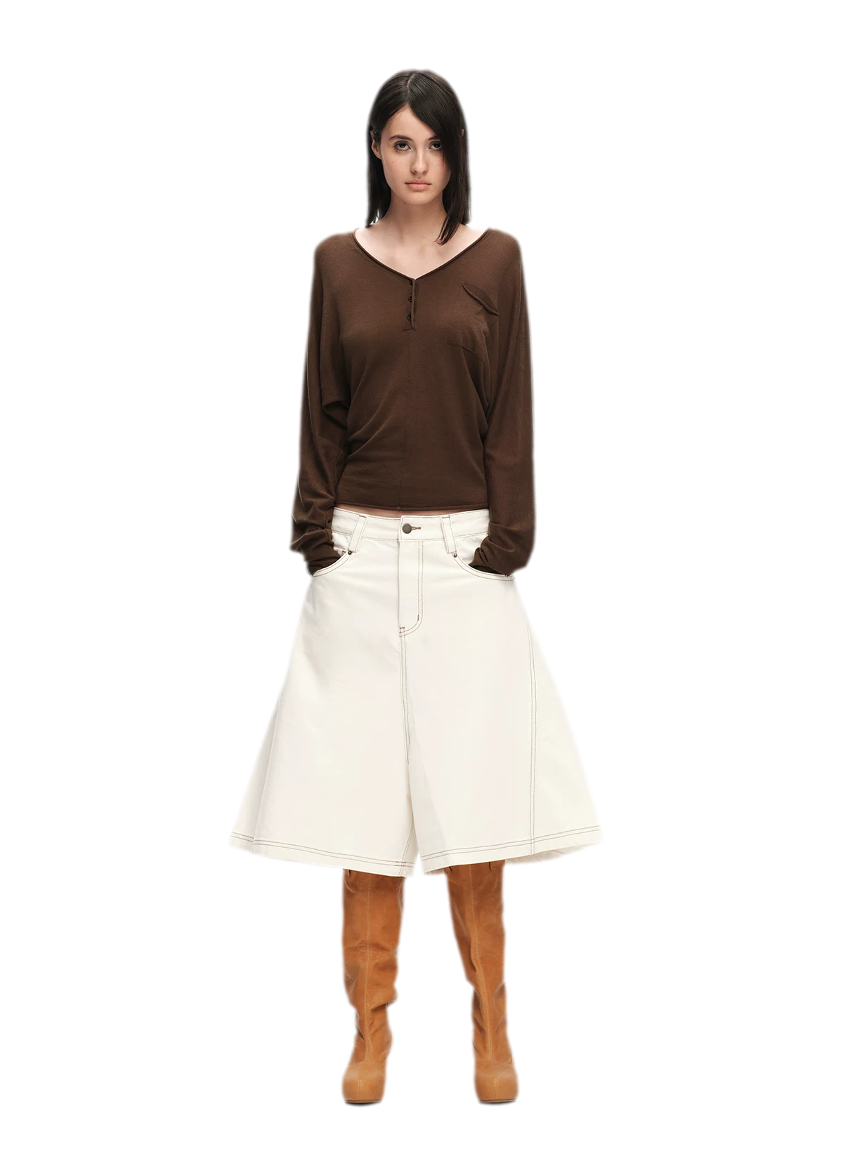 Lyocell Wool V-Neck Top