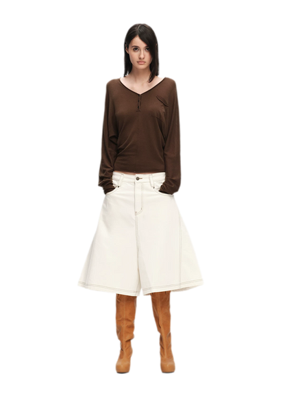Lyocell Wool V-Neck Top